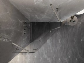 Mexen Lunar, päťuholníkový sprchový kút naklápací doľava 80 x 80 cm, 8mm číre sklo, oceľový profil, 831-080L-080P-97-00-L