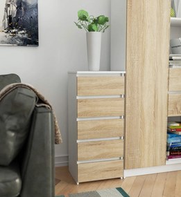 Komoda CL5 40 x 92 cm so zásuvkami biela/dub sonoma