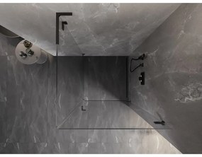 Mexen Lunar-B L, 1-krídlový sprchový kút, pravý, 90 x 90 cm, 8mm číre sklo, čierny profil, 832L-090-090-70-00-P
