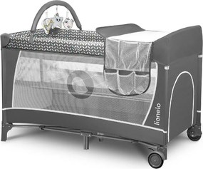 Lionelo - Cestovná postieľka FLOWER Sivá Scandi