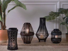 Bambusový lampáš na sviečku 30 cm čierny BORACAY Beliani