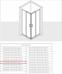 Erga Tucson, sprchový kút s posuvnými dverami 90(dvere) x 90(stena) x 190 cm, 6mm číre sklo, čierny profil, ERG-S02-TUCSON-D090D090-CL-BK