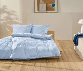 Posteľná bielizeň z bavlny a saténu, svetlomodrá, štandardná veľkosť