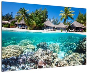 Obraz pláže na tropickom ostrove (90x60 cm)