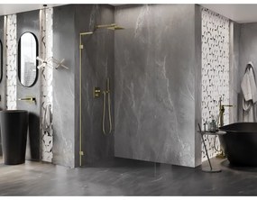 Mexen, Mexen Lunar L sprchová stena ľavá 90 x 200 cm, priehľadná 8 mm, zlatá - 830L-090-000-50-00-L