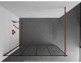 Mexen Kioto, sprchová zástena 130x200 cm, 8mm číre sklo s čiernym vzorom, profil ružové zlato, 800-130-101-60-77