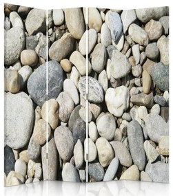 Ozdobný paraván, Kameny na pláži - 145x170 cm, štvordielny, obojstranný paraván 360°