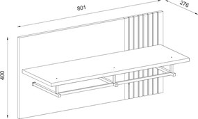 Nástenný šatníkový panel Esteban, antracit/dub evoke