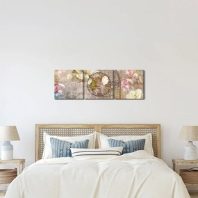 Obraz - Kvetinový ornament (s hodinami) (90x30 cm)