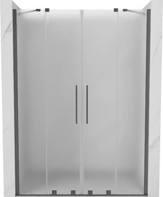 Mexen Velar Duo, posuvné sprchové dvere do otvoru 140 cm, 8mm sklo námraza, brúsený grafit, 871-140-000-32-95