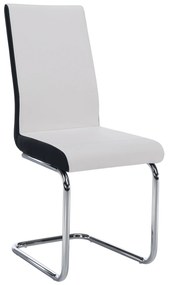 Kondela Jedálenská stolička, ekokoža biela, čierna/chróm, NEANA