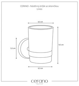CERANO - Nástenný držiak s pohárom Lineo - čierna matná, mliečne sklo, CER-CER-479821