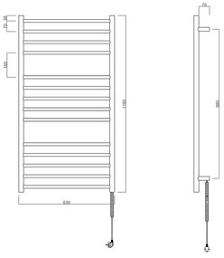 Sapho, REDONDO elektrický sušiak uterákov, guľatý, 630x1160 mm, 130 W, čierna, ER230BV