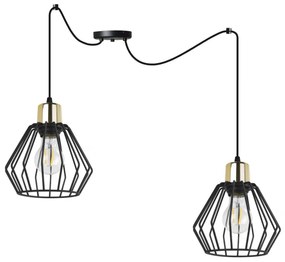 Závesné svietidlo Nuvola Spider 5, 2x čierne drôtené tienidlo, g