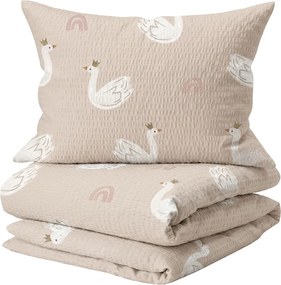 Krepové obliečky do postieľky Renforcé SWAN CLOUD ružové Rozmer obliečky: 45 x 65 cm | 90 x 140 cm