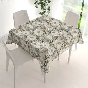 Biante Dekoračný štvorcový obrus PML-089 Biele kvety na béžovom 50x50 cm