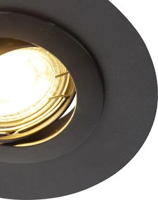 Okrúhle zapustené bodové svetlo čierne sklápateľné s výplňovým krúžkom - Edu