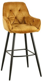 Barová stolička Milano horčicová žltá zamat