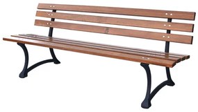 Drevená parková lavička s kovovou konštrukciou
