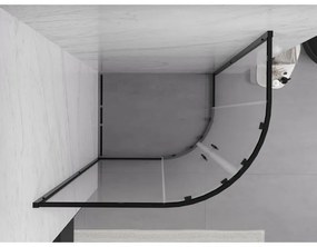 Mexen Exo, asymetrický sprchový kút s posuvnými dverami 120 x 90 cm, 6mm číre sklo, čierny profil, 8132-120-090-70-00