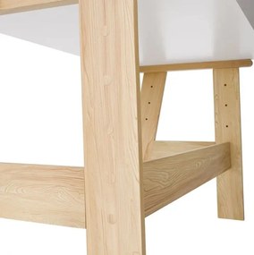 Detský písací stôl biely, výškovo nastaviteľný, úložný pries