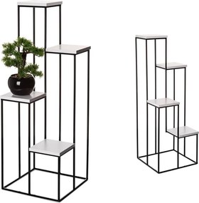 STOJAN NA KVETINÁČ KASKADA 110X40X40 CM ČIERNA/BIELA