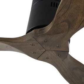 ZEVENTI - Stropný ventilátor SPELLO Wi-Fi Tuya čierna/dub + diaľkový ovládač