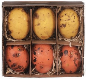 Veľkonočná dekorácia Vyfúknuté vajíčka, 6 ks, žltá/oranžová
