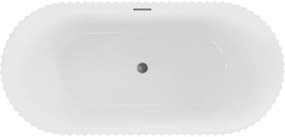 Mexen Paola, voľne stojaca vaňa, drážkovaná, 150 x 75 cm, biela lesklá, grafitová matná, 52721507500-95