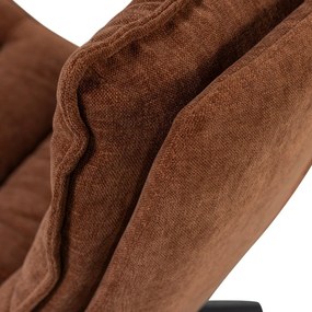 Hnedé otočné ženilkové kreslo s podnožkou Kube – WOOOD