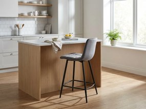 Sivá barová stolička MILA VELVET s čiernymi nohami