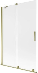 Mexen Velar, 2-krídlová posuvná vaňová zástena 120 x 150 cm, 8mm sklo námraza, zlatá lesklá, 896-120-000-31-50