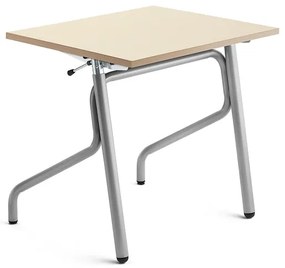 Nastaviteľná školská lavica ADJUST, 700x600 mm, akustický HPL - breza, strieborná