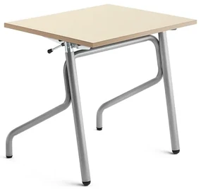 Nastaviteľná školská lavica ADJUST, 700x600 mm, akustický HPL - breza, strieborná