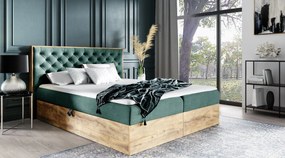 Boxspringová posteľ CHANTELLE 3 - 200x200, zelená + topper ZDARMA