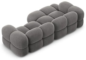 Sivá zamatová rohová pohovka (ľavý roh/s leňoškou) Loretto – Cosmopolitan Design