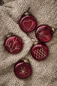 Ib Laursen Vianočná ozdoba Flat Red Gold Engraving Typ C