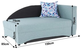 Rozkladacie kreslo s úložným priestorom Bella P - mentolová / sivá