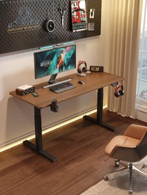 Herný stôl BR04 tmavohnedý s čiernym rámom 120 cm
