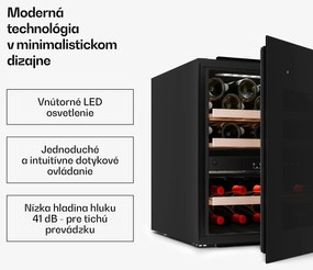 Klarstein Velaire vstavaná chladnička na víno, Moderná, elegantná, UV ochrana, Dvojzónová, 36 fliaš