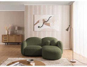 Zelená rohová pohovka z textílie buklé (pravý roh/s leňoškou) Orbit – Ropez