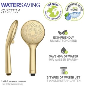 Matne zlatá plastová úsporná sprchová hlavica ø 11 cm Watersaving System – Wenko