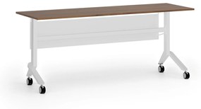 Mobilný stôl PRIMO MOVE, 1800 x 600 mm, biela podnož, orech