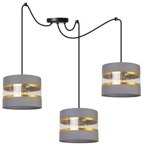 Závesné svietidlo Elegance Spider, 3x textilné tienidlo (mix 6 farieb), (výber z 2 farieb konštrukcie), g