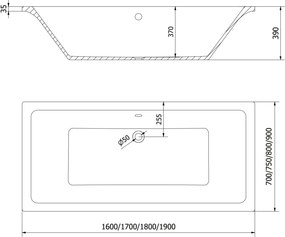 Mexen Cube obdĺžniková vaňa 180 x 90 cm, biela - 55051809000