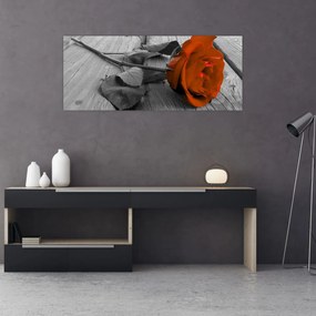 Obraz - Oranžová ruža (120x50 cm)