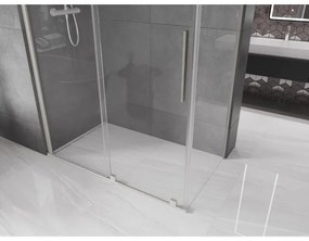 Mexen Velar, sprchový kút s posuvnými dverami 160 x 100 cm, 8mm číre sklo, brúsená oceľ, 871-160-100-01-97