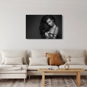 Obraz - Čiernobiely portrét zvodnej ženy (90x60 cm)