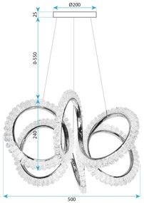 Toolight Toolight, LED závesné osvetlenie 50cm, G037-CP, zlatá lesklá, OSW-06304