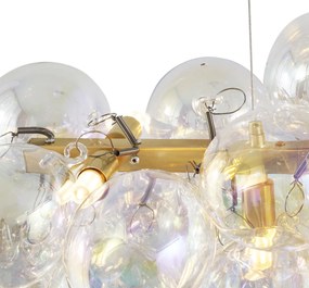 Dizajnové závesné svietidlo zlaté s dúhovým sklom 8-svetiel - Uvas